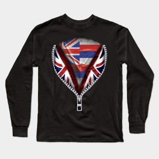 Hawaiian Flag  Hawaii Flag zipped British Flag - Gift for Hawaiian From Hawaii Long Sleeve T-Shirt